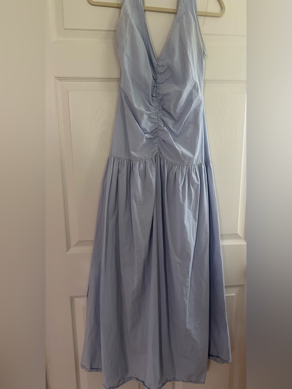 Peppermayo Light Blue Ruched Midi Dress